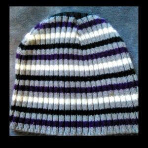 Gray striped beanie